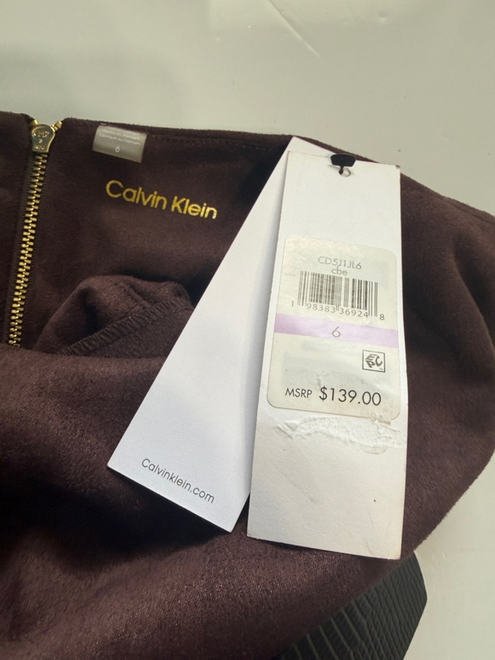 Calvin Klein Brown Faux Suede Belted A-Line Midi Dress Size 6 - Picture 7 of 12